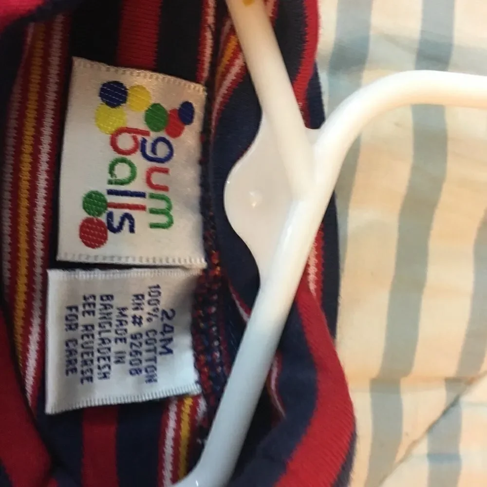 Gum Balls Boys Onesie Sz 24 Striped NWOT